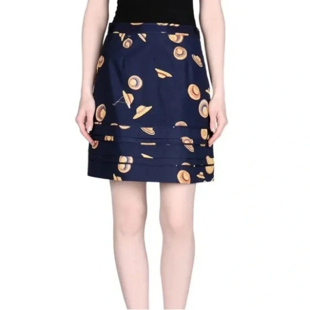 NWT Tory Burch Rianna RARE straw hat tiered navy mini skirt summer size 0